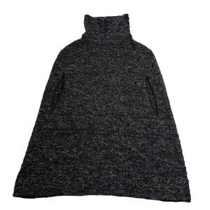Women's Turtleneck Knit Sweater Poncho Size Medium Cozy Winter Preppy Classic